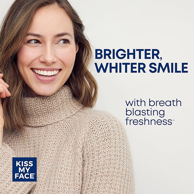 Kiss My Face Super White Toothpaste Gel, Cool Mint Flavor, Removes Plaque and Stains, Teeth Whitening Toothpaste, Fluoride Free, Vegan, 4.5 oz, 3 Pack