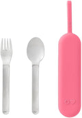 Omie OmieBox Travel Utensil Set | Fork and Spoon with Case for Easy Travel | Stainless Steel Fork and Spoon | Pink