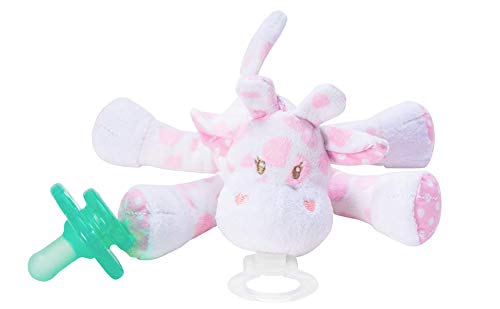 Nookums Paci-Plushies Shakies - Pacifier Holder with Built in Rattle (2 in 1)- Adapts to Name Brand Pacifiers, Suitable for All Ages, Plush Toy Includes Detachable Pacifier (Jaspie The Giraffe)