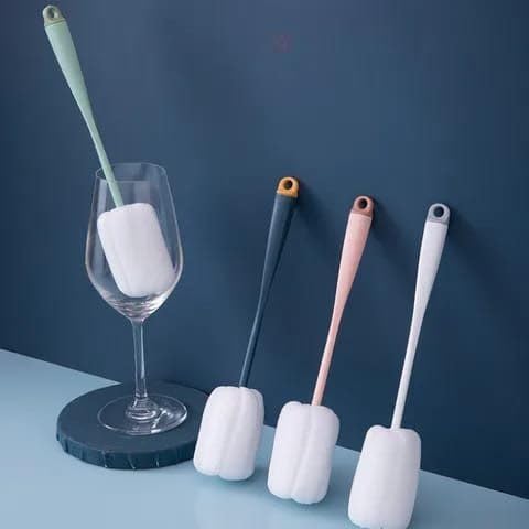 Kitchen_Empire_Sponge Bottle Cup Brush | Long Handle Cleaning Brush for Bottles, Glasses & Cups | Soft Non-Scratch Sponge Scrubber for Kitchen & Home Use(Pack of 4)