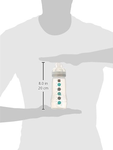 MAM Easy Active Baby Bottles 11oz, Fast Flow Skinsoft Silicone Nipple with Wide Neck Ergonomic Design, Easy to Hold, BPA-Free, Bottles with Leak-Proof Caps for 4+ Months Baby