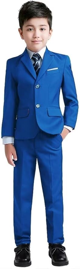 YuanLu Boys Suit for Kids Tuxedo Wedding Ring Bearer Outfit, 5 Piece Boy Slim Fit Formal Suits with Adjustable Waist