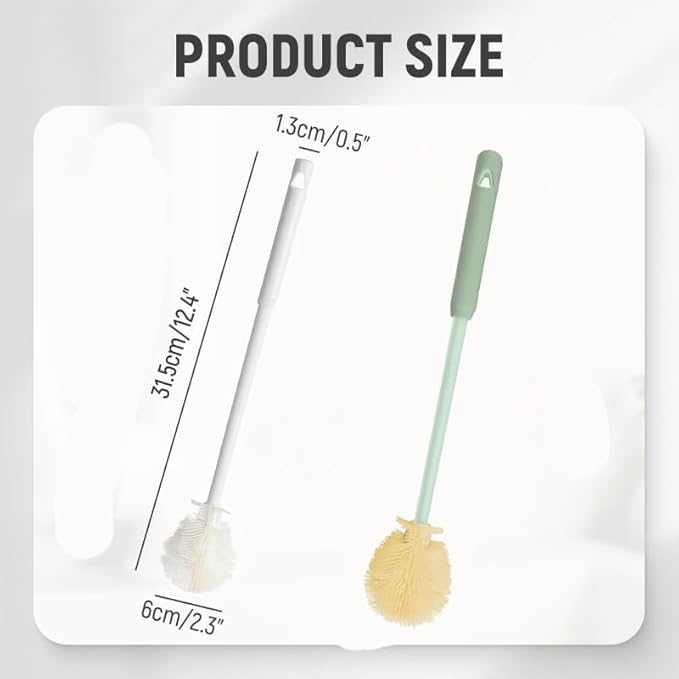 3Pcs 360° Flexible Silicone Bottle Brush with Long Handle Multifunction Flexible, Deep Cleaning for Narrow Neck Bottles, Baby Bottles, Water Bottles (Cherry Pink)