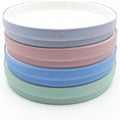 Elk and Friends Kids 7.8” Porcelain White Plates with Silicone Sleeves | Suitable for Babies/Toddlers | Microwave & Dishwasher Safe | Non Slip Dinnerware | Snack Dishes | 4 Pack