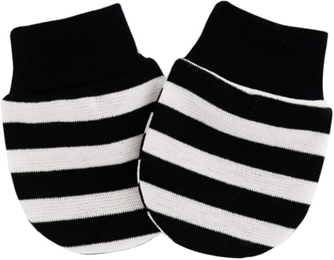 1 Pair Baby Anti-Scratch Cotton Mittens,Baby Anti Scratching Soft Cotton Gloves Newborn Infant Handguard Mittens Black and White Stripes Gloves and Mittens Accessories, Girls' Gloves and Mittens