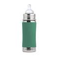 Pura Kiki 9oz/275ml Stainless Steel Infant Bottle w/Sleeve, Anti-Colic, Medical-Grade Silicone, Medium-Flow Nipple, for Babies 3 Months & Up - Mint