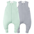 Rayon Made From Bamboo Sleep Sack 3t-4t 0.5 Tog Ultra Soft Summer Toddler Sleep Sack 36-48 Months with Feet 2-Way Zipper Lightweight Sleeping Bag Baby Wearable Blanket (2 Pack)-Green & Gray