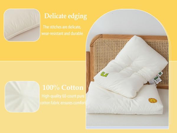 Toddler Pillow for 2,3,4,5 Years Old-11”x 17”-100% Cotton Machine Washable Soft and Breathable Kids Pillows, Small Toddler Pillow for Sleeping,Travel,Crib Bed,Daycare