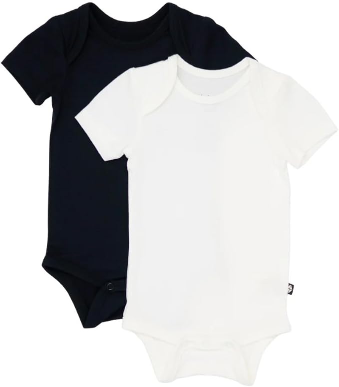 KYTE BABY Unisex Bodysuits, 2-Pack Short Sleeve Baby Bodysuits, 97% Rayon made from Bamboo, 3% Spandex
