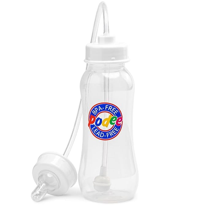 Hands-Free Baby Bottle - Anti-Colic Nursing System 9 oz Baby Bottle with Fast Flow Nipple/Teat 3m+ Infant with Tube Straw Feeding System for Toddler (1 Pack - Classic)