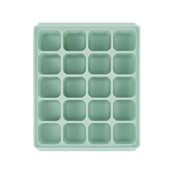 Baby Food Storage Silicone Cubes with Clip-On Lid Freezer Tray Baby Food Soups Purees Ice Easy and Safe Design Made in Korea (20, Ocean Blue)