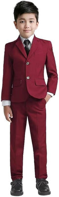 YuanLu Boys Suit for Kids Tuxedo Wedding Ring Bearer Outfit, 5 Piece Boy Slim Fit Formal Suits with Adjustable Waist