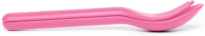 Omie OmieBox Kids Utensils Set with Case - 2 Piece Plastic, Reusable Fork and Spoon Silverware with Pod for Kids (Bubble Pink)