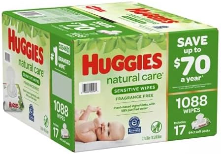 HUGGIES Natural Care Sensitive Baby Wipe Refill, Fragrance Free (1,088 Count)
