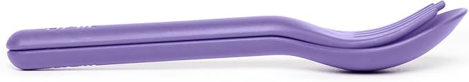 Omie OmieBox Kids Utensils Set with Case - 2 Piece Plastic, Reusable Fork and Spoon Silverware with Pod for Kids (Lilac)