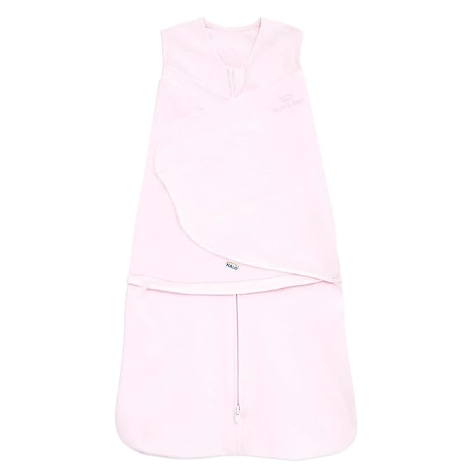 HALO 100% Cotton Sleepsack Swaddle, 3-Way Adjustable Wearable Blanket, TOG 1.5, Soft Pink, Newborn, 0-3 Months