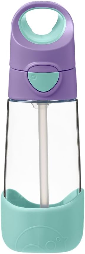 b.box Kids Water Bottle – Tritan Toddler Drink Bottle with Straw for School, Daycare, Travel w/Easy-Grip Triangular Design, Leak Proof Lid & Handle, BPA Free, Dishwasher Safe (Lilac Pop)