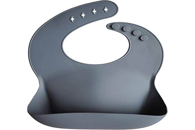 mushie Silicone Baby Bib | Adjustable Fit Waterproof Bibs (Tradewinds)