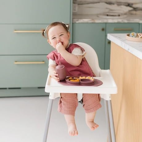 BapronBaby Minimalist Blush Bapron - No Neck Tie Safer Bib for Baby & Toddler - Soft Waterproof Stain Resistant - Machine Washable - Sz Baby/Toddler 6m-3T