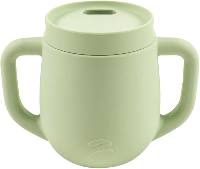 3-in-1 Silicone Training Cup with Straw & Lid - Baby Led Weaning Transition Sippy Cups for 6+ Month Old - Spill Proof Training Cup for Baby - BPA-Free Transition Sippy Cups (Spring Green)