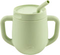 3-in-1 Silicone Training Cup with Straw & Lid - Baby Led Weaning Transition Sippy Cups for 6+ Month Old - Spill Proof Training Cup for Baby - BPA-Free Transition Sippy Cups (Spring Green)
