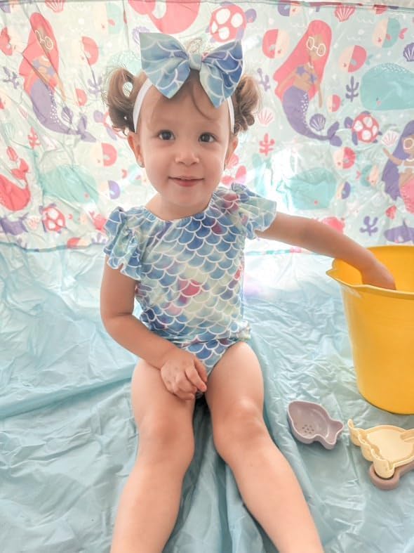 Toddler Girl Baby Ruffles Mermaid Fish Scale Swimsuit One Piece Swimwear Bathing Sunsuit