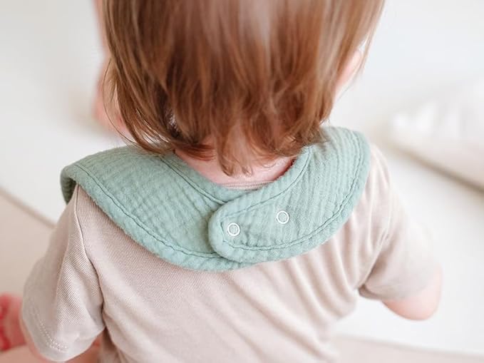 8-Pack Baby Muslin Bibs, Soft Cotton Drool Bibs for Boys Girls, Adjustable and Absorbent Newborn Bib Set for Feeding and Drooling