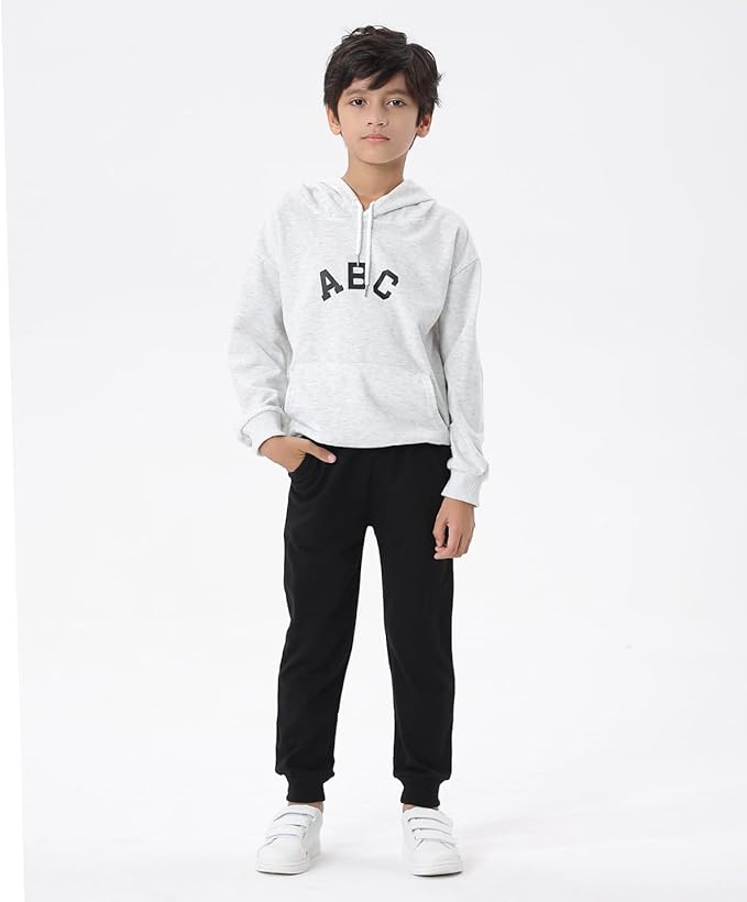 GFQLONG 2/3 Pack Toddler Pants Sweatpants Boys Cotton Joggers, Athletic Pull on Sweat Pants with Pockets for Kids Clothes