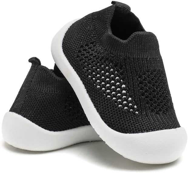 Baby Walking Shoes Toddler Girl Boy Soft Sole Breathable Cotton Canvas Shoes Infant Lightweight Non-Slip Safer Slip-on First Walkers Shoes Casual Tennis Wide Sneakers Rubber Soles Running Outdoor