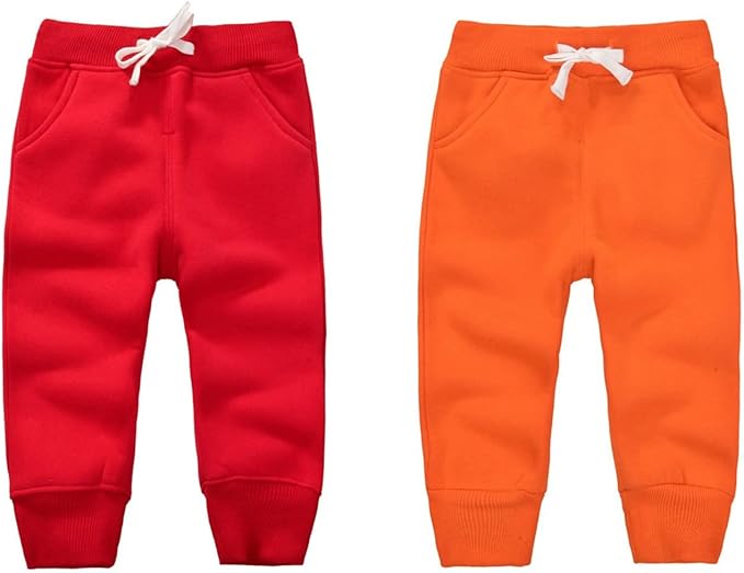 CuteOn Unisex Toddler Jogger Pants Kids Cotton Elastic Waist Winter Baby Sweatpants Pants 1-5Years