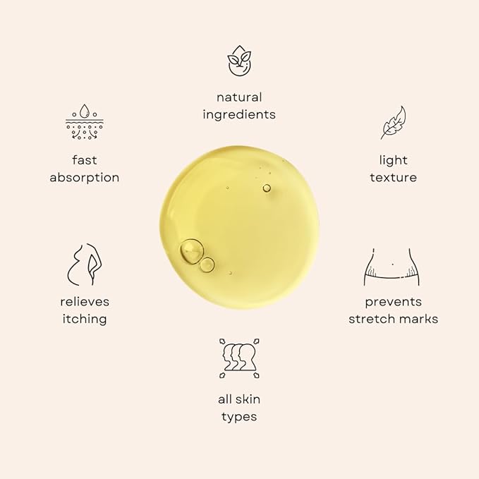 Irene Organics Organic Belly Oil for Pregnancy Stretch Mark Prevention and Treatment Award Winning Anti Stretch Mark Tummy Oil For Pregnancy and Postpartum - Hydrating Bump Serum