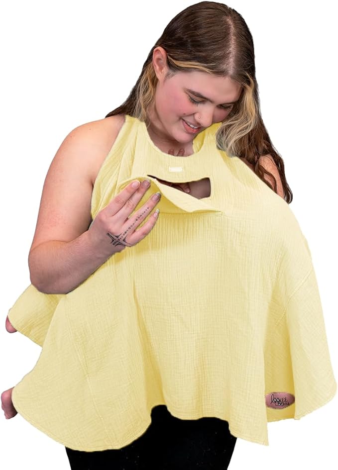 Muslin Nursing Cover for Baby Breastfeeding – Peekaboo Window -100% Breathable Cotton Privacy Nursing Shawl - Multiuse Apron for Moms
