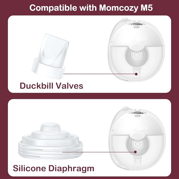 4PCS Duckbill Valves & 2PCS Diaphragm Compatible with Momcozy M5 Wearable Breast Pump, Replacement Pump Parts Accessories Compatible for M5 Momcozy, Not Original Mom Cozy Accessories