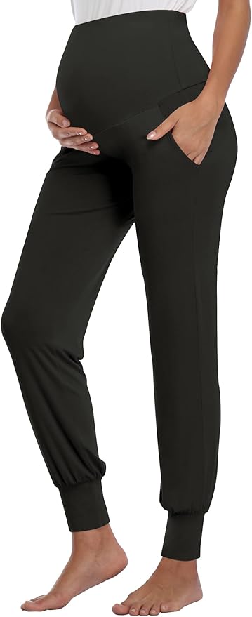 AMPOSH Women's Maternity Pants Stretchy Lounge Workout Pants Casual Loose Comfy Pregnancy Joggers with Pockets