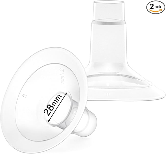 2 Count of 28mm Breast Pump Flanges Compatible with Medela/Lansinoh ComfortFit, Replace Medela PersonalFit Breast Shields, Accessories for Pump in Style Symphony Swing Harmony Freestyle Pump Parts
