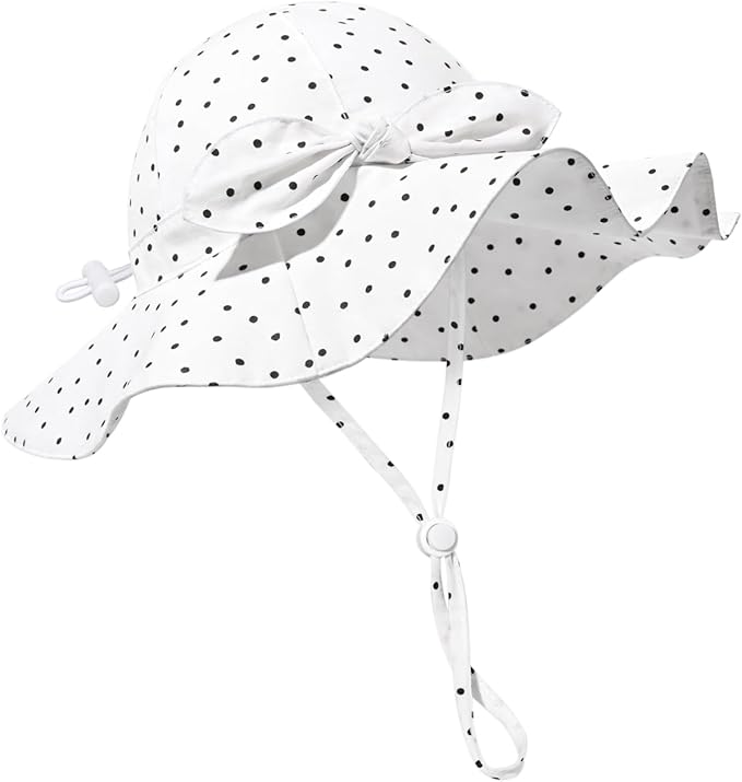 Baby Girl Sun Hat Summer Foldable Beach Hats with UPF50+ Sun Protection Wide Brim Toddler Bucket Hat Cap