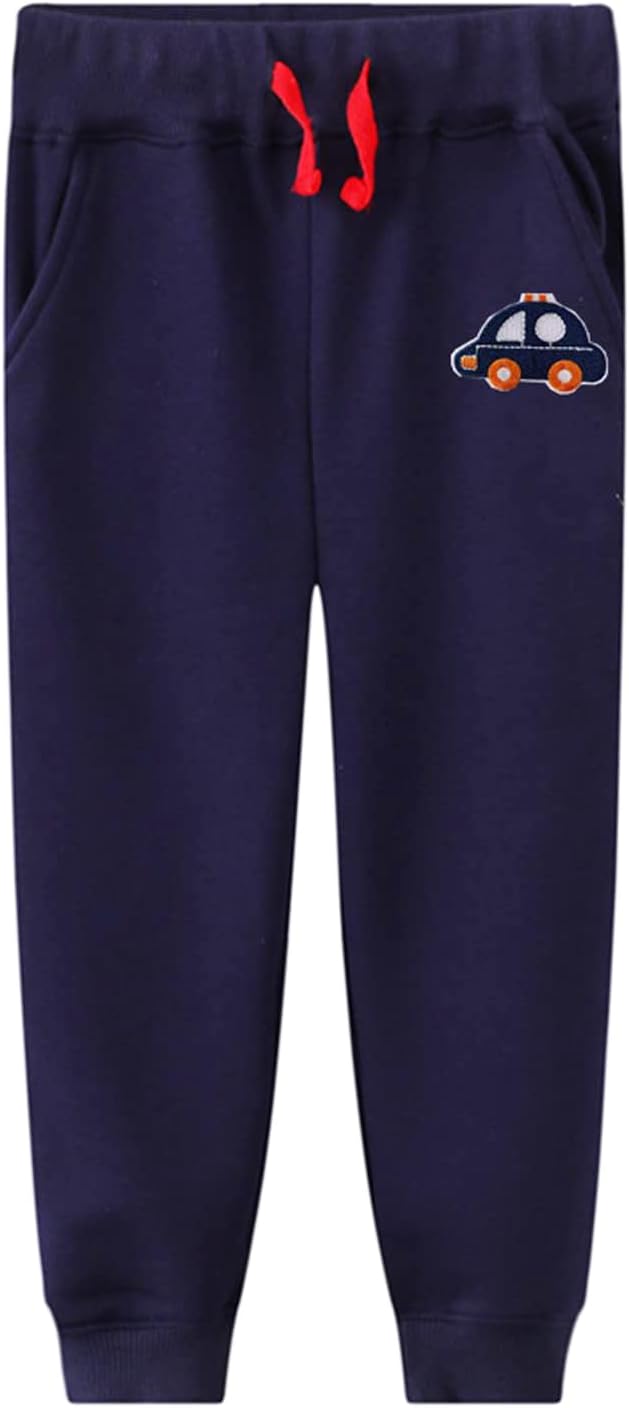 LOKTARC 2 Pack Boys Drawstring Sweatpants Cute Pattern Cotton Sport Jogger Pants