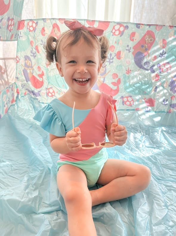 Toddler Girl Baby Ruffles Mermaid Fish Scale Swimsuit One Piece Swimwear Bathing Sunsuit