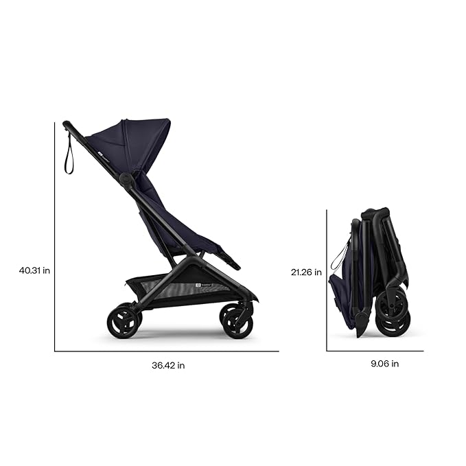 Bugaboo Butterfly 2 Travel Stroller, Ultra-Compact One-Second Fold, Lightweight and Airplane-Friendly (Indigo)