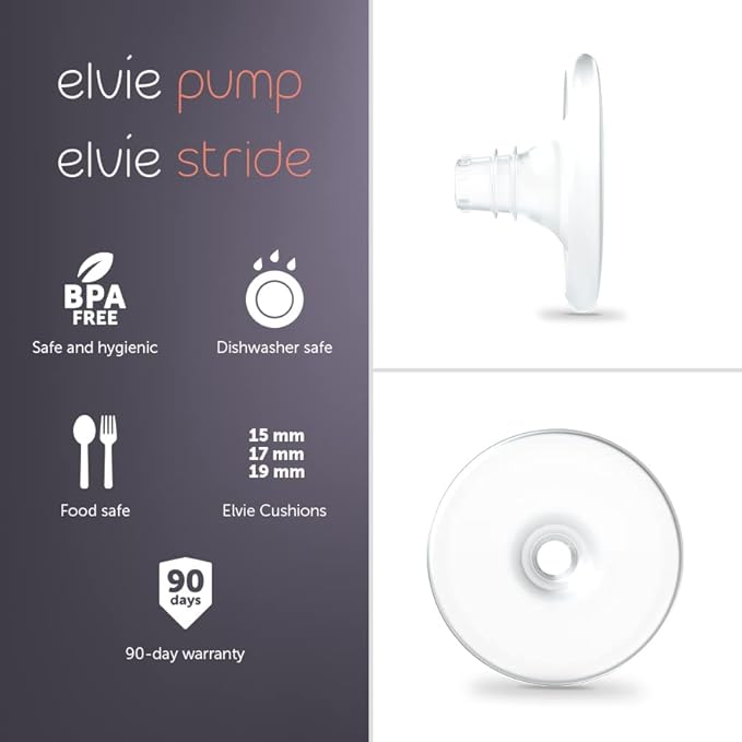 Elvie - Nipple Cushions - 15mm - Soft Silicone to Enhance fit for Improved Comfort and Efficiency - Accessories & Breastfeeding Essentials - BPA Free, Dishwasher Safe - 2 Count