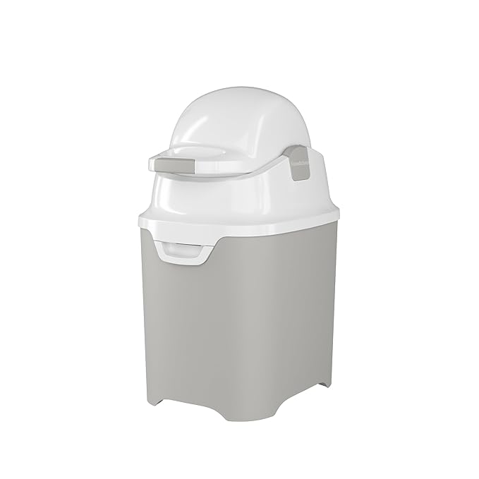 Foundations Mini Diaper Pail with Airtight Lid - Durable & Odorless Diaper Disposal, Large Capacity, Holds up to 30 Newborn Diapers, Refill with Any Bags - Gray