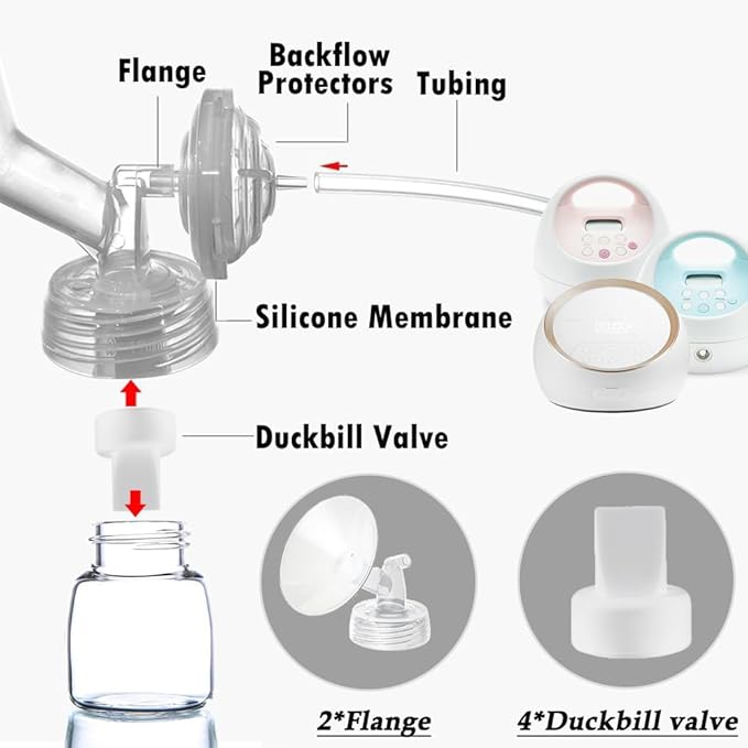 16mm Flange and Duckbill Valve Compatible with Spectra S1 Spectra S2 Spectra9 Plus Synergy Gold Breast Pump, Spectra Pump Parts S2 Parts S2 Accessories Replacement