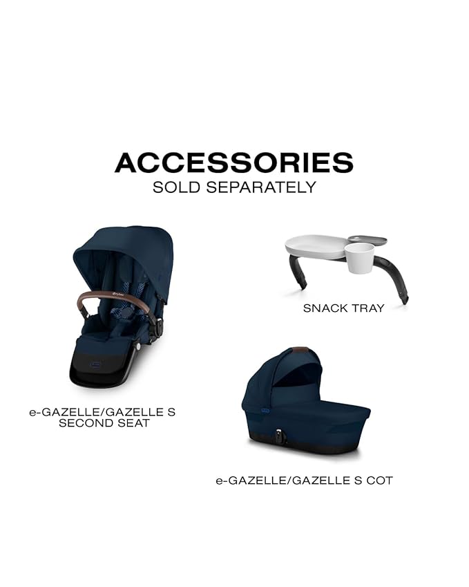 Cybex e-Gazelle S Electronic Assist Stroller – Gazelle S Single-to-Double Electric Stroller, Smart Assist, Rocking Mode, 20+ Configurations & Compact Fold, Silver Frame with Ocean Blue Seat