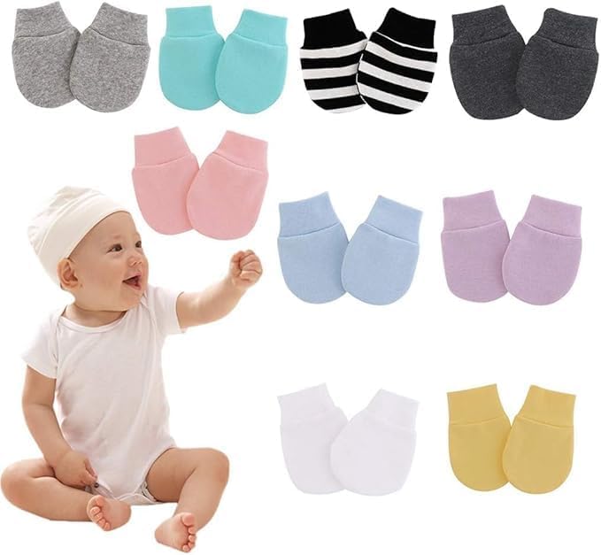 1 Pair Baby Anti-Scratch Cotton Mittens,Baby Anti Scratching Soft Cotton Gloves Newborn Infant Handguard Mittens Black and White Stripes Gloves and Mittens Accessories, Girls' Gloves and Mittens