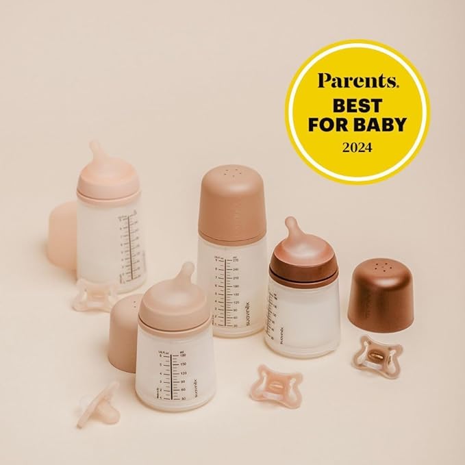 Suavinex Zero Zero Anti Colic Baby Bottle, No 1 Spanish Baby Bottle Brand, Minimizes Bottle Rejection & Nipple Confusion, Perfect for Breastfeeding Babies, Medium Flow, Fair Tone, 4 Pk 9 oz