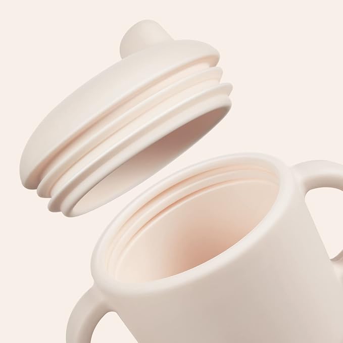 6 Months+ Sippy Cups with Handles,Small Silicone Sippy Cups Leak Proof 5oz,No Spill Sippy cups for Toddlers (Pink)