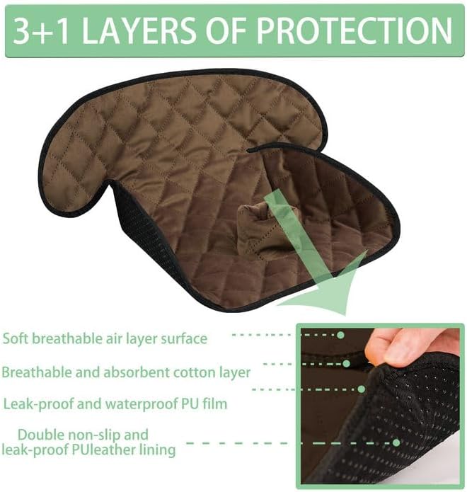 MOOB Waterproof Car Seat Protector - 2 Pack Premium Carseat Liner for Babies & Toddlers, Machine Washable & Quick-Dry, Anti-Slip Backing, Potty Training Pad for Infant Car Seat & Stroller (Brown)