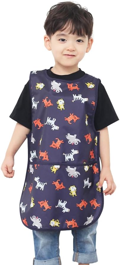 Kids Painting Apron – Waterproof Art Smock for Toddlers & Preschoolers, Messy Play, Baking, Crafts, Cooking, Mealtime