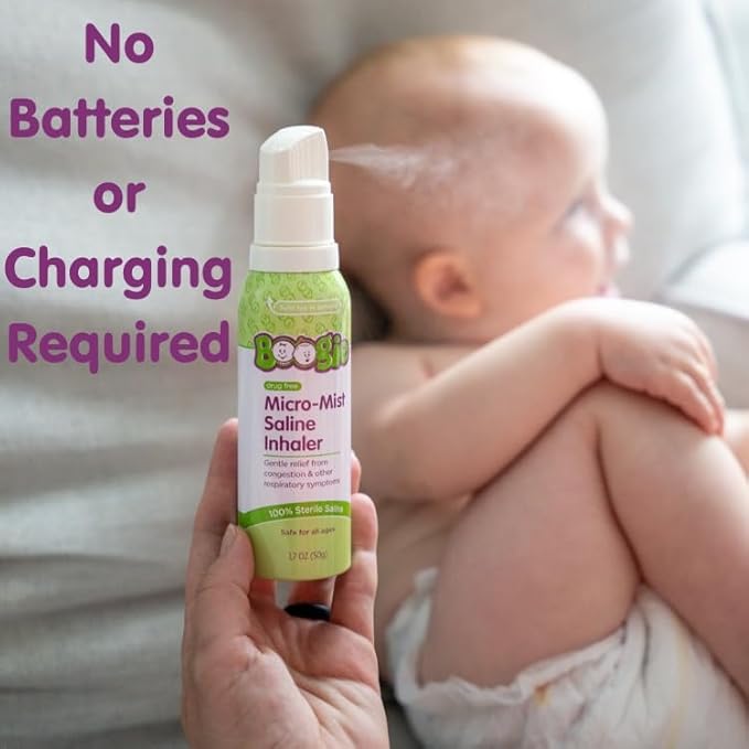 Boogie Micro-Mist Saline Inhaler Refill, Baby Nose Congestion Relief, Nasal Spray for Kids, Pediatrician Recommended, Unscented, 1.7 oz (Pack of 2)