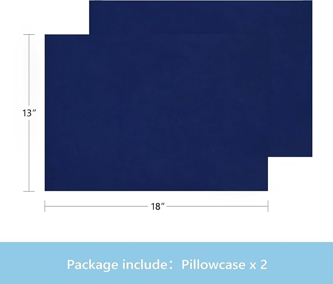 TILLYOU Toddler Pillowcase 2 Pack with Envelope Closure,13" x 18" Silky Soft Microfiber Travel Kids Pillowcase for Boys and Girls,Navy